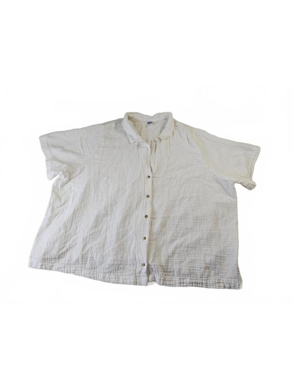 Old Navy White Cotton Double Gauze Button Up Shirt Blouse Women's Plus Size 3X